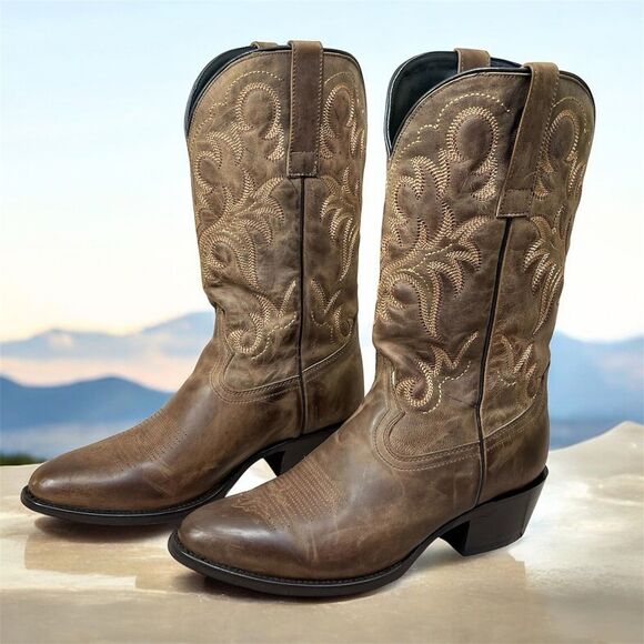 JB Dillon Cowboy Boots Mens 8 D Genuine Goat Leather Western R-Toe Distressed - Picture 1 of 14